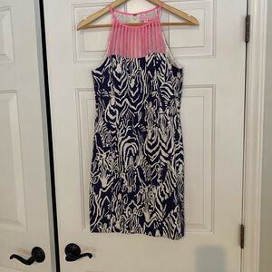 Lilly Pulitzer Terry Strappy Yoke Navy Entourage Shift Dress 4 S